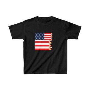 Pencil Stripes Youth T-Shirt: Celebrate 4th of July with a School Theme Kids Heavy Cotton™ Tee