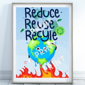 Reduce Reuse Recycle Earth Poster Digital Download (Download Now) - Etsy