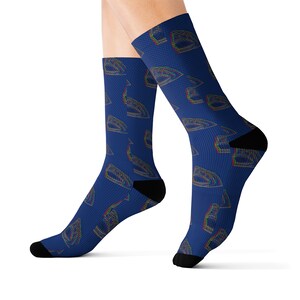 Make a splash with our Sublimation Socks  Multicolor Outline of Shark&#39;s Head