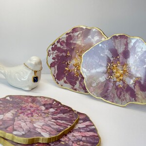 Purple and Gold Coasters, Coaster, Epoxy Coasters, Beautiful Epoxy Coaster ( Number of items in Set 2)