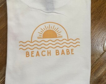 Beach Babe Tshirt, Kids beach babe tshirt, toddler beach babe tshirt, custom made