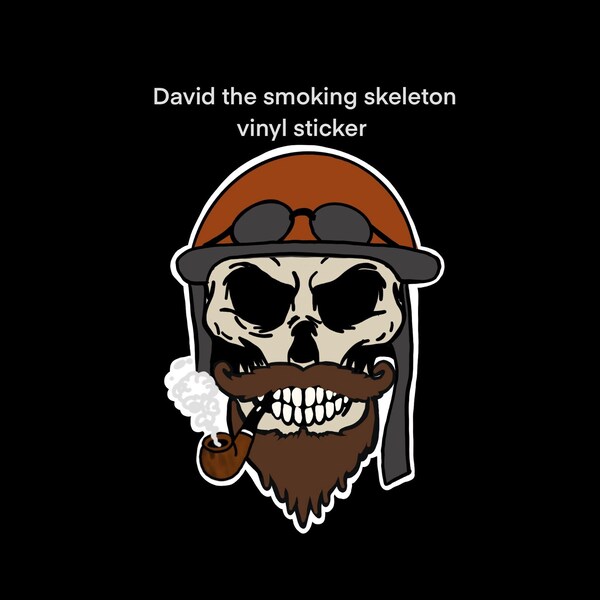 David the smoking skeleton vinyl sticker