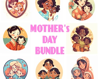 Mother's Day Icons, Mother's Day Bundle Png, Mother's Day Clipart, Mother's Day Family, Mother and Children