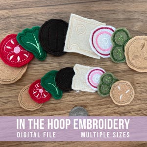 Mini Felt Hamburger In The Hoop Design | Machine Embroidery | Instant Digital File | PES, DST, EXP, and more