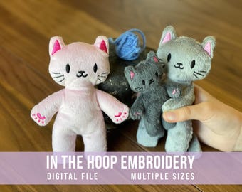 Katy Cat Stuffy In The Hoop Design | Machine Embroidery | Instant Digital File | PES, DST, EXP, & more | Multiple Sizes
