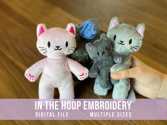 Katy Cat Stuffy In The Hoop Design | Machine Embroidery | Instant Digital File | PES, DST, EXP, & more | Multiple Sizes