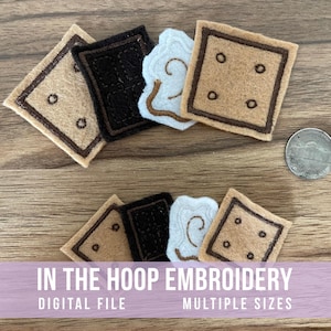Mini Felt S'mores In The Hoop Design | Machine Embroidery | Instant Digital File | PES, DST, EXP, and more