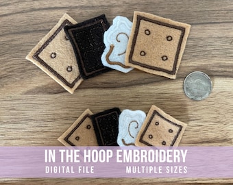 Mini Felt S'mores In The Hoop Design | Machine Embroidery | Instant Digital File | PES, DST, EXP, and more