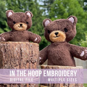 Teddy Bear Stuffy In The Hoop Design | Machine Embroidery | Instant Digital File | PES, DST, EXP, & more | Multiple Sizes
