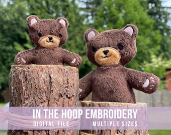 Teddy Bear Stuffy In The Hoop Design | Machine Embroidery | Instant Digital File | PES, DST, EXP, & more | Multiple Sizes