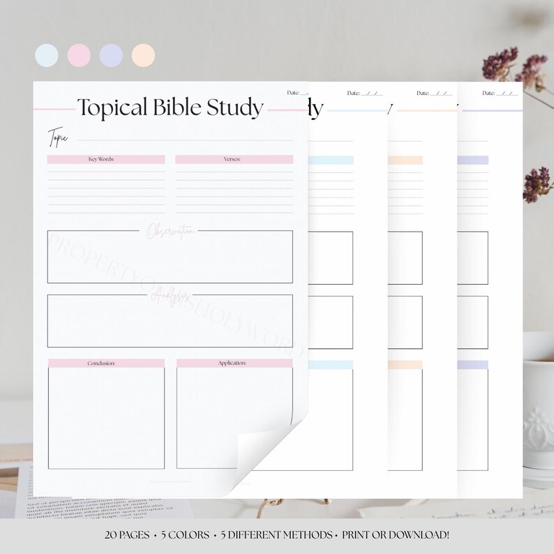 Bible Study Guide Template- Multipack!, Digital Bible Study, Printable ...
