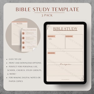 Bible Study Guide Template- S.O.A.P Method, Digital Download, Printable, PDF