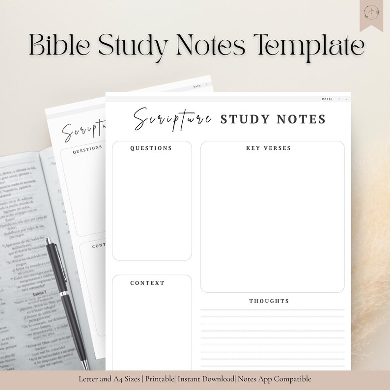 Bible Study Notetaking Guide- Scripture Notes Template, Digital ...