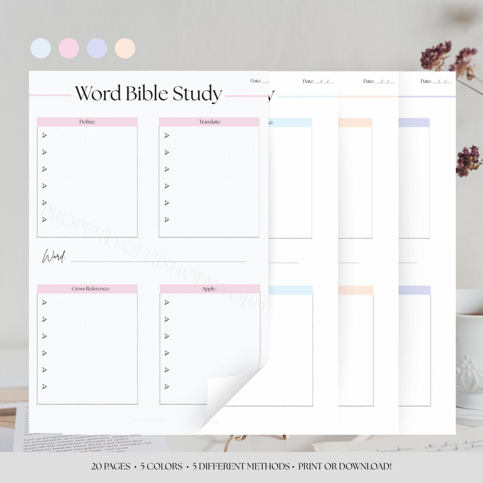 Bible Study Guide Template- Multipack!, Digital Bible Study, Printable ...