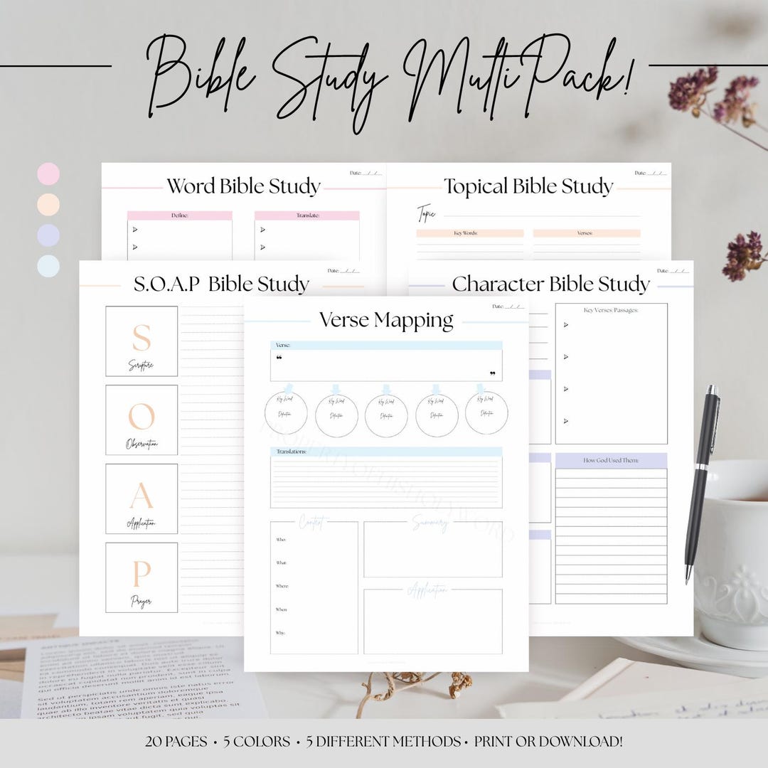 Bible Study Guide Template- Multipack!, Digital Bible Study, Printable ...