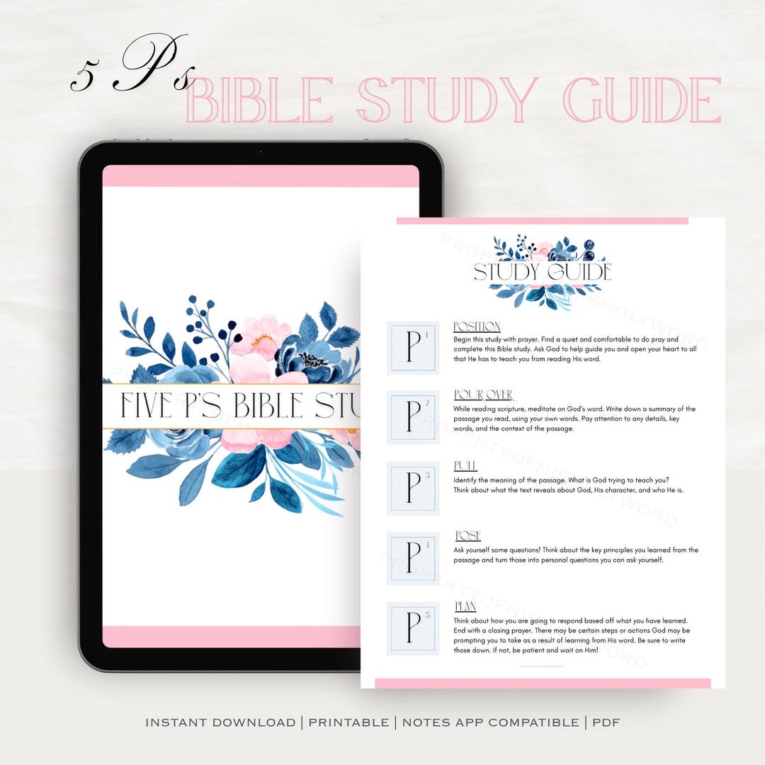 Bible Study Guide Template- 5 P's Method, Digital Bible Study ...