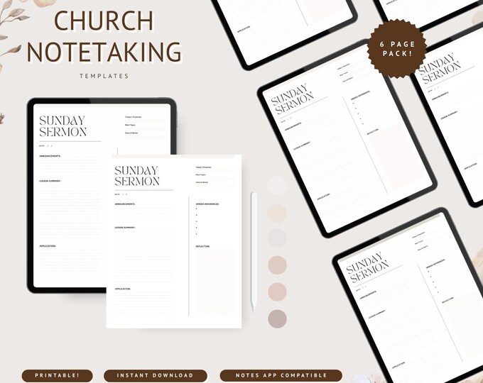 Church Notes Outline- Sermon Notes, Bible Study Guide Template ...