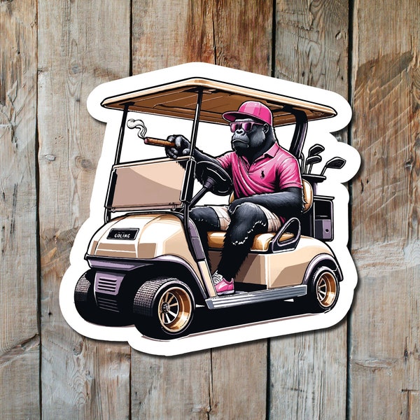 Gorilla in a Golf Cart Sticker 3 Inch