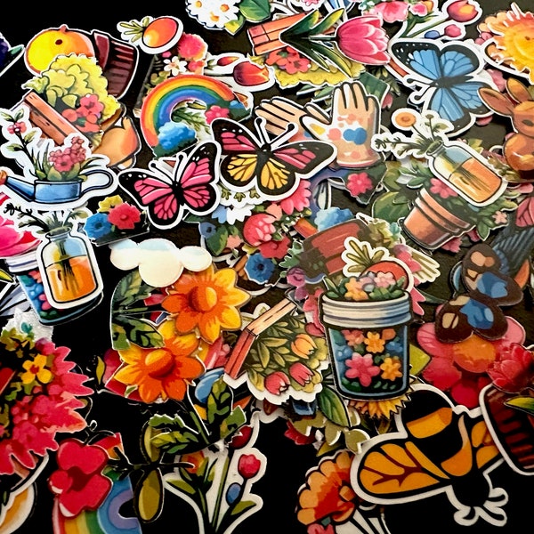 50 pack of Spring Themed Stickers - 1 inch