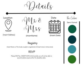 Wedding Detail Card