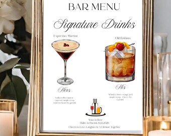 Wedding Bar Sign His and Her