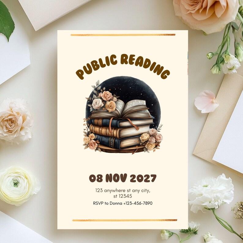 Reading Invitation Card Design Cozy Bookish Clipart Bundle, 48 PNG Reading Cat & Coffee, Library Art ...