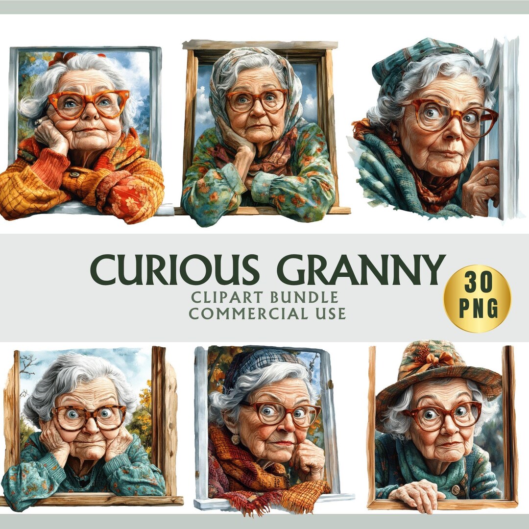 Watercolor Grandma Clipart Bundle | Funny Granny PNG (digital Download ...