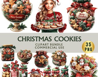 christmas Gingerbread Cookies PNG | Festive Baking & Snowman Clipart | Cozy Winter Holiday Illustration