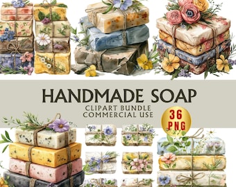 Watercolor Handmade Soap Clipart Set PNG digital download