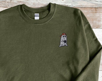 Coffee Ghost Embroidered Sweatshirt, Cute Ghost Crewneck, Halloween Sweatshirt, Otto the Ghost