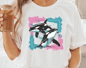 90s Orca Whale Shirt, Retro 80s Aesthetic Shirt, Killer Whales, Environmental Save the Whales Graphic Tee, Unisex
