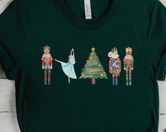 Nutcracker Watercolor Tshirt | Christmas Sugar Plum Fairy Shirt | Cute Xmas Shirt | Retro Christmas Ballet Shirt
