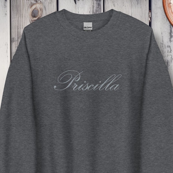 Priscilla Embroidered Crewneck, Priscilla Presley Sweatshirt, Sofia Coppola Sweatshirt, Priscilla Movie Crewneck