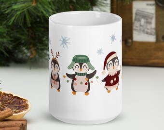 Penguin Winter Mug, Christmas Penguin Coffee Mug, Cute Penguin Tea Cup