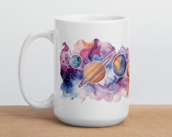 Tazza in ceramica pianeti, tazza spaziale, tazza galassia, tazza del sistema solare, regalo per gli amanti dello spazio, regalo spaziale