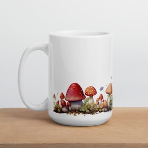 Mushrooms Ceramic Mug, Coffee Cup, Gift for Nature Lover