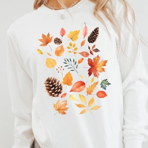 Fall Leaves Comfort Color Shirt, Autumn Tee, Cottagecore Minimalist Nature Shirt, Oversized Unisex Tshirt