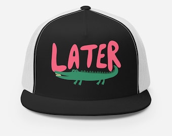 Gorra de camionero Later Gator / Gorra divertida para hombre y mujer / Gorra ajustable de estilo retro / Gorra de malla con diseño de broma de papá / Gorra con estampado de caimán
