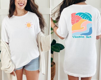 Summer Beach Tshirt, Ocean Inspired Style, Oversized Beach Tee, Vitamin Sea Shirt, Sunshine Beach Bum Shirt