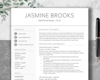 Professional Resume Template: Clean, Modern CV (Word & Pages)