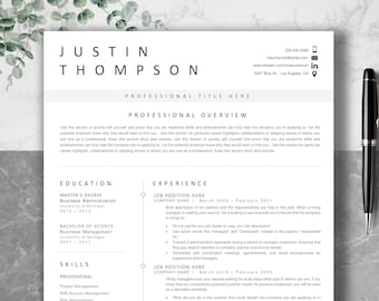 Professional Resume Template: Clean, Modern CV (Word, Pages)
