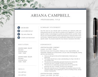 Modern Resume Template: Clean Design for Word & Pages (Instant Download)