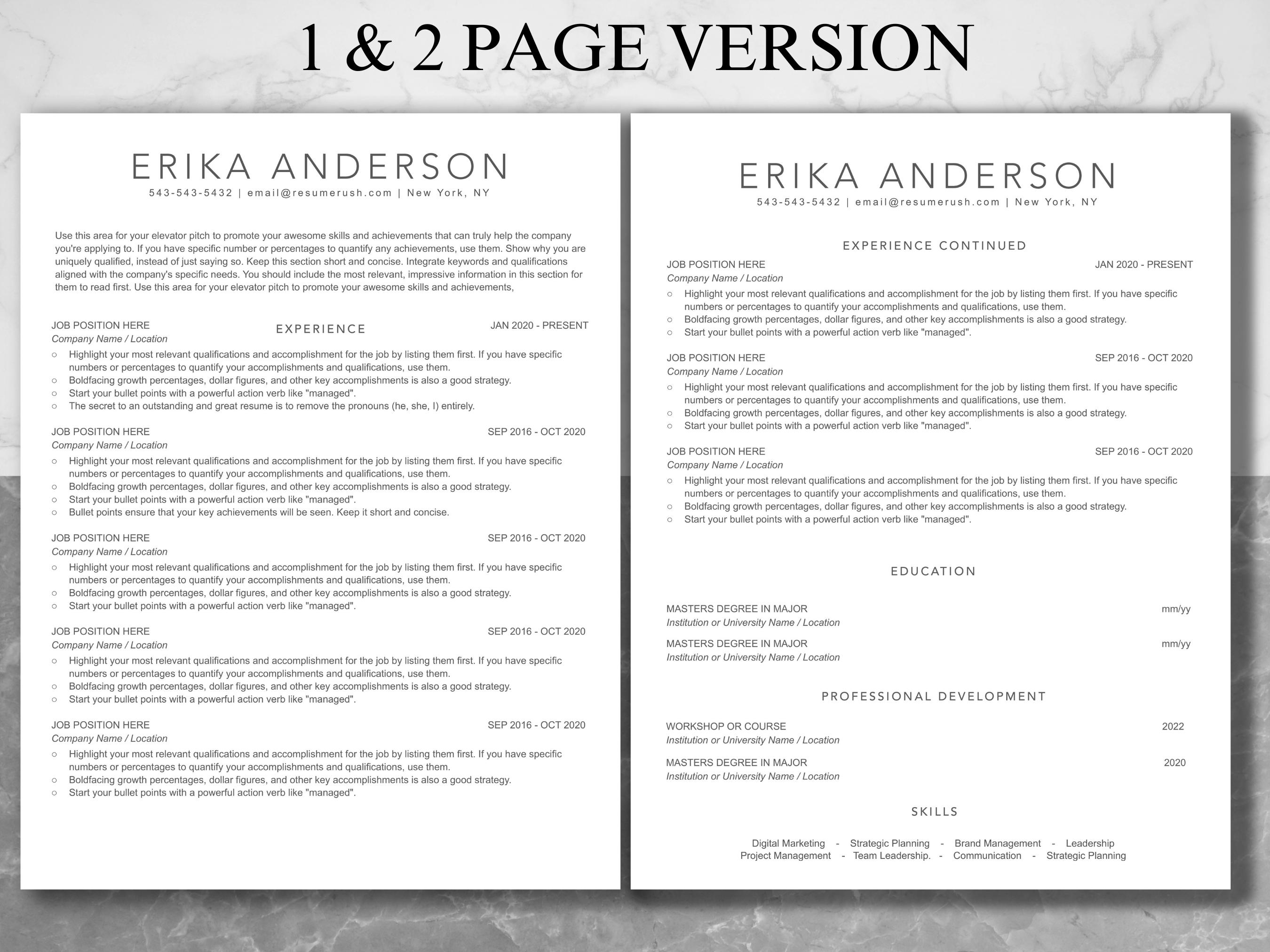 ATS Friendly Resume Template: Minimalist CV Design (instant Download ...
