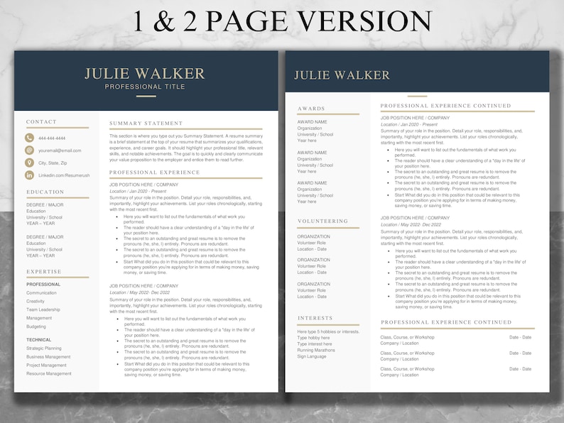 Professional Resume Template for Word and Apple Pages | Professional ...