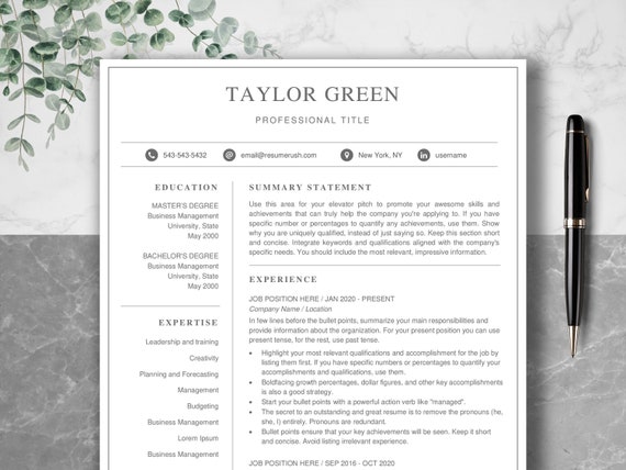 Professional Resume Template: Clean, Modern CV Design (Word, Pages)