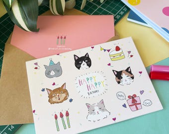 Birthday card, Greeting Card for cat Lovers,