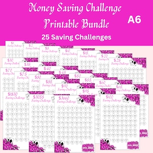 PRINTABLE Money Saving Challenge, Savings Tracker Bundle, Envelope Challenge, Money Saving Challenge Printable, Pink Leopard Saving Pages