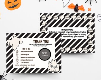 Striped Ghostly Generosity Halloween Thank You Packaging Insert Template, Small Business Insert, Digital Download, Halloween Package Insert