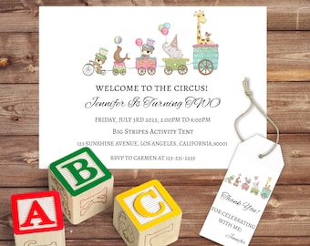 Circus Invitation, Circus Birthday Invitation, Circus Party, Printable Invitation, Circus Themed Party.