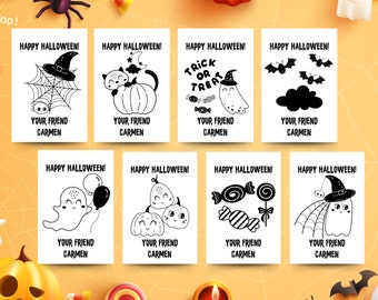 BLACK WHITE Halloween Favor Tags Templates 8 Gift Tags Halloween Favors Label Halloween Kids School Tag Editable Printable Download Digital
